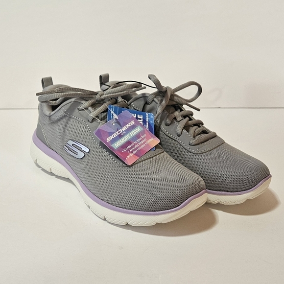Skechers Other - NWT Sketchers Sneakers Grey and Purple 5 1/2